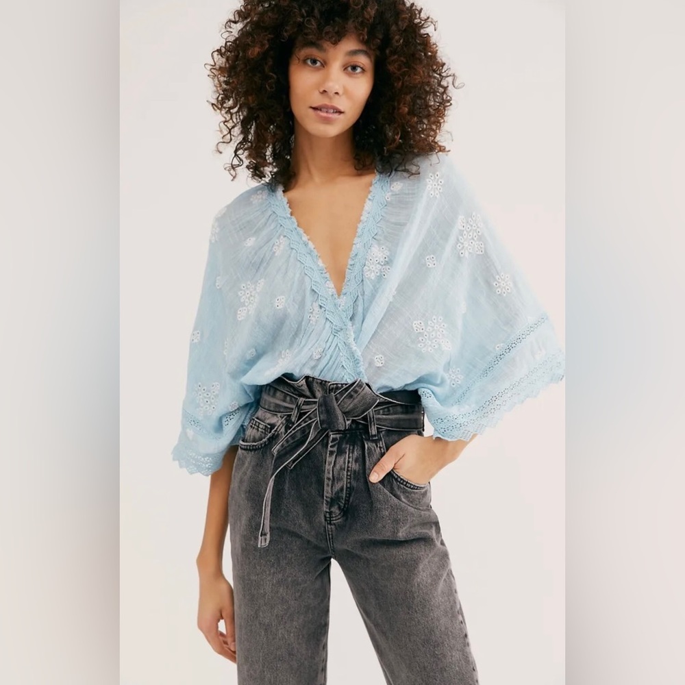 FREE PEOPLE gauze eyelet top